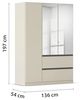 Rauch Möbel Costa, Kleiderschrank für Schlafzimmer, Kinderzimmer, Babyzimmer, Garderobe, 3-türig, Spiegel, 2 Schubladen, Push-to-Open, Zubehör Premium, Farbe Beige, Breite 136 cm Bild 3
