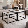 Lookway Couchtisch YOSHI GLASS 2in1 mit schwarzem und weißem Gestell (2er-Set), Breite: 70 cm und 60 cm Bild 2
