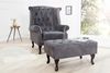 riess-ambiente Fußhocker CHESTERFIELD 80cm antik grau, mit Massivholzbeinen Bild 5