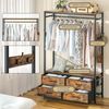 Yorbay Kleiderständer Garderobenständer Kleiderständer 100 x 40 x 180 cm, (Aus MDF und Stahl, mit Kleiderstange, Ablagen, 4 Schubladenboxen), Offener Kleiderschrank für Wohnzimmer, Schlafzimmer, Flur Bild 2