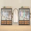 Yorbay Kleiderständer Garderobenständer Kleiderständer 100 x 40 x 180 cm, (Aus MDF und Stahl, mit Kleiderstange, Ablagen, 4 Schubladenboxen), Offener Kleiderschrank für Wohnzimmer, Schlafzimmer, Flur Bild 5