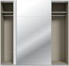 Forte SOPHISTISPACE Kleiderschrank 220, moderner Schwebetürenschrank, 2-türig, Einlegeböden, Kleiderstange, Spiegel, Holzwerkstoff, Weiß/Weiß Glanz, 220,1 cm breit x 210,5 cm hoch x 62,9 cm tief Bild 5