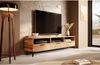 Selsey RIKKE - TV-Lowboard/TV-Tisch mit 3 offenen und 3 geschlossenen Fächern, 160 cm breit (Wotan Eiche Matt mit LED) Bild 3