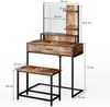 Vicco 'Fyrk' Schminktisch mit Sitzbank, Holzspanplatte / Metall braun / schwarz, 80 x 40 x 135,5 cm Bild 3