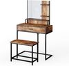 Vicco 'Fyrk' Schminktisch mit Sitzbank, Holzspanplatte / Metall braun / schwarz, 80 x 40 x 135,5 cm Bild 4