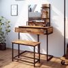 Vicco 'Fyrk' Schminktisch mit Sitzbank, Holzspanplatte / Metall braun / schwarz, 80 x 40 x 135,5 cm Bild 5