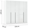 Rauch Möbel Alabama, Kleiderschrank, Garderobenschrank, 5-türig, Zubehör Basic, 3 Kleiderstangen, 6 Einlegeböden, Farbe Hochglanz Weiß/Weiß, Griff Grau metallic, 226 x 229 x 54 cm Bild 3