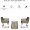 Outsunny Gartenlounge-Set Rattan Gartenmöbel-Set mit 2 Gartenstühle, Beistelltisch, (Sitzgruppe, 3-tlg, Gartengarnitur), für Balkon, Stahl, Grau Bild 3