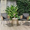 Outsunny Gartenlounge-Set Rattan Gartenmöbel-Set mit 2 Gartenstühle, Beistelltisch, (Sitzgruppe, 3-tlg, Gartengarnitur), für Balkon, Stahl, Grau Bild 2