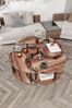 Modern Coffee Table Set (2 Pieces), Walnut Color, 70 x 38 x 70 cm | 100% MDF with Compressed Kraft Legs | Stylish Geometric Design for Contemporary Living Spaces Bild 2