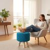 Melko Sitzhocker Sitzpouf Sitzhocker Stoff in Hellblau mit Holzfüßen Strickpolster (Stück), Stylisch und praktisch für Stube, Flur, Gäste- und Kinderzimmer Bild 2