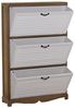 DRW Schuhschrank mit 3 Türen aus Paulownia-Holz in Natur und Weiß, 76 x 22 x 119 cm Bild 3