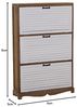 DRW Schuhschrank mit 3 Türen aus Paulownia-Holz in Natur und Weiß, 76 x 22 x 119 cm Bild 2