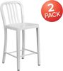 Flash Furniture Barhocker mit Rückenlehne – Metall-Barstuhl für Innen- und Außenbereich – Tresenstuhl ideal für die gewerbliche Nutzung – 2er Set – Weiß Bild 4