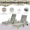 Outsunny Gartenliege Tisch 3er-Set Gartenmöbel, Polyrattan+Metall Grau, Liege, 3 St, Sonnenliege, Modern, Stabil, Praktisch, Witterungsbeständig Bild 5