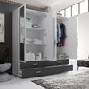 Stella Trading Ivar Kleiderschrank mit Spiegeln und Schubladen - Vielseitiger Drehtürenschrank 4-türig in Weiß, Graphit - 180 x 190 x 51 cm (B/H/T) Bild 4