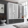 Stella Trading Ivar Kleiderschrank mit Spiegeln und Schubladen - Vielseitiger Drehtürenschrank 4-türig in Weiß, Graphit - 180 x 190 x 51 cm (B/H/T) Bild 2