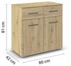 rauch Aditio Box, Kommode, 2-türig, 2 Schubladen, mit Softclose-Funktion, Farbe Eiche Artisan, BxHxT 80x81x42cm Bild 3