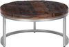 WOMO-DESIGN Couchtisch Surabaya Beistelltisch Wohnzimmertisch Kaffeetische Sofatisch, Natur/Nickel-Finish Ø70x35cm Rund Akazienholz stabil robust modern Bild 4