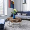 WOMO-DESIGN Couchtisch Surabaya Beistelltisch Wohnzimmertisch Kaffeetische Sofatisch, Natur/Nickel-Finish Ø70x35cm Rund Akazienholz stabil robust modern Bild 2