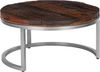 WOMO-DESIGN Couchtisch Surabaya Beistelltisch Wohnzimmertisch Kaffeetische Sofatisch, Natur/Nickel-Finish Ø70x35cm Rund Akazienholz stabil robust modern Bild 3