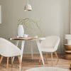hjh LIVING Esszimmerstuhl aus weichem Bouclé-Stoff Scandi TED Polsterstuhl Sessel mit Holzbeinen, bequem gespolstert, Weiß Bild 2