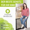 BOMI Baby Treppenschutz Miko PEFC geprüftes Buchenholz | Ohne Bohren | 90° Stop | Treppenschutzgitter zum Klemmen in Holz | Kindergitter treppe ohne Bohren Nicht Metall | Breite: 153-161 cm Bild 4