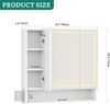 YITAHOME Spiegelschrank Bad mit Beleuchtung, LED Badezimmer Spiegelschrank mit 3 Türen, Steckdosen, Wandschrank, Badezimmerspiegel, hängender Badezimmerschrank, 80W x 15D x 75H cm, Weiß Bild 3
