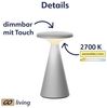 MÜLLER-LICHT LED-Akku-Tischleuchte 27700207, dimmbar, 2700K, warmweiß, grau Bild 2