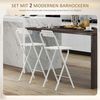 HOMCOM Barhocker mit Stahlgestell, Lehne, Fußstütze (Tresenhocker, 2 St, Klappbar Barstuhl), für Küche, Wohnzimmer, Esszimmer Weiß Bild 5