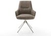 Drehstuhl Zelia-Flex mit Armlehnen Mikrofaser Taupe Vintage Kreuzgestell breit Edelstahl 360° drehbar Wippfunktion Taschenfederkern Bild 3