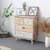 Rebecca Mobili Schlafzimmer Kommode, Badezimmer Schrank, 4 Schubladen Paulownia Holz, Antiquater Style, Makeup Leinen - Größe: 65 × 55,5 × 30 cm (H×B×T) - Art. -Nr. RE6618 Bild 2