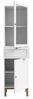 Forte PENKRIDGE Vitrine 50, Landhaus Vitrine mit 2 Türen und 1 Schublade, Glasfront, Wohnzimmer, Secret Grey mit Schlammeiche Holzdekor, 50,2 cm breit x 184,6 cm hoch x 41,7 cm tief Bild 5