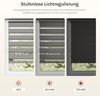 WOLTU Doppelrollo Klemmfix ohne Bohren Holzlook Grau B70 x H150 cm, Duo Rollo lichtdurchlässig Fensterrollo für innen verdunkelnd, Zebrarollo mit Kettenzug - Seitenzugrollo für Fenster und Tür Bild 3