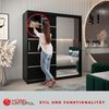 Kryspol Schwebetürenschrank Verona 2-180 cm mit Spiegel Kleiderschrank mit Kleiderstange und Einlegeboden Schlafzimmer- Wohnzimmerschrank Schiebetüren Modern Design (Schwarz) Bild 4