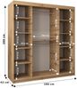 Kryspol Schwebetürenschrank Verona 2-180 cm mit Spiegel Kleiderschrank mit Kleiderstange und Einlegeboden Schlafzimmer- Wohnzimmerschrank Schiebetüren Modern Design (Schwarz) Bild 3