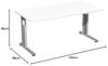 Schreibtisch, höhenverstellbar, 160x80cm, Weiß / Silber Bild 2