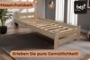 Best For You Massivholzbett Doppelbett Futonbett Massivholz Natur Seniorenbett erhöhtes Bett aus 100% Naturholz mit Kopfteil und Lattenrost viele Größen (80x200 cm) Bild 2
