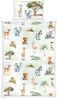 Herding Flanell Baby Kinder Bettwäsche Safari Zoo Tiere blau-grün 100x135 cm Bild 2