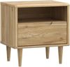 Forte Sherbrooke, einfache Montage Dank EasyKlix Nachttisch, Holzdekor: Mauvella Eiche, Nachtkommode 1 Schublade, hohe Holzfüße, Mid Century, 55 cm breit x 58 cm hoch x 43 cm tief Bild 4