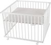 WALDIN Baby Laufgitter/Laufstall ca. 100x100 cm, BUCHE MASSIV, höhen-verstellbar, 2 Modelle wählbar, Holz weiß lackiert Bild 2