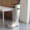Schirmständer Aluminium Silber 44cm Stiefel Form - Design Regenschirmständer - Ausgefallener Alu Schirmhalter - Moderne Flur Schirmaufbewahrung Handmade Bild 2