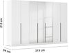 Rauch Möbel Alabama, Kleiderschrank für Schlafzimmer, Kinderzimmer, Wohnzimmer, Garderobe, Flur, 7-türig, Spiegel, mit Zubehör Classic, Farbe Weiß Hochglanz, Breite 315 cm Bild 3
