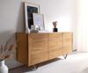 Sideboard Kayu 145x40x70 cm Akazie Natur 3 Türen V-Fuß Bild 2