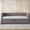 Odikalo Schlafsofa Polsterbett Ausziehbar 90/180*200cm Lattenrosten Samtstoff Beige/Grau Bild 5