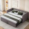 Odikalo Schlafsofa Polsterbett Ausziehbar 90/180*200cm Lattenrosten Samtstoff Beige/Grau Bild 2