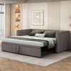 Odikalo Schlafsofa Polsterbett Ausziehbar 90/180*200cm Lattenrosten Samtstoff Beige/Grau Bild 4