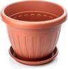 BigDean 3X Blumentopf mit Untersetzer rund ø33xH25 cm Terracotta - wetterfester Pflanzkübel - Wasserablauf UV-beständig aus bruchsicherem Kunststoff - Innen + Außen geeignet - Made in Europe Bild 4