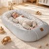 Babynestchen Neugeborene – Nestchen Baby aus Waffel Baumwolle & Baumwollstoff – Babynest für Babybett & Kinderbett – Baby Kokon Tragbar – OEKO-TEX zertifiziert – Zubehör für Babybett - Zweige und Grau Bild 2