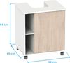 Muebles Pitarch | Badezimmerschrank mit Waschbeckenunterschrank, Breite 60 cm, mit Rollen, 1 Tür links oder rechts, Weiß und Aurora Eiche, Modell Sintra Bild 3
